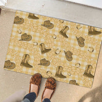 Yellow Palaka Hawaii Cowboy Rubber Doormat Puakenikeni Lei Paniolo Papale Seamless Vibes LT14 - Polynesian Pride