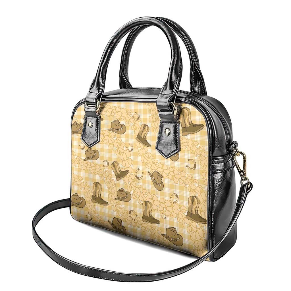 Yellow Palaka Hawaii Cowboy Shoulder Handbag Puakenikeni Lei Paniolo Papale Seamless Vibes LT14 - Polynesian Pride