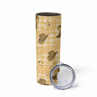 Yellow Palaka Hawaii Cowboy Skinny Tumbler Puakenikeni Lei Paniolo Papale Seamless Vibes - Polynesian Pride