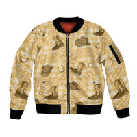 Yellow Palaka Hawaii Cowboy Sleeve Zip Bomber Jacket Puakenikeni Lei Paniolo Papale Seamless Vibes LT14 Unisex Yellow - Polynesian Pride