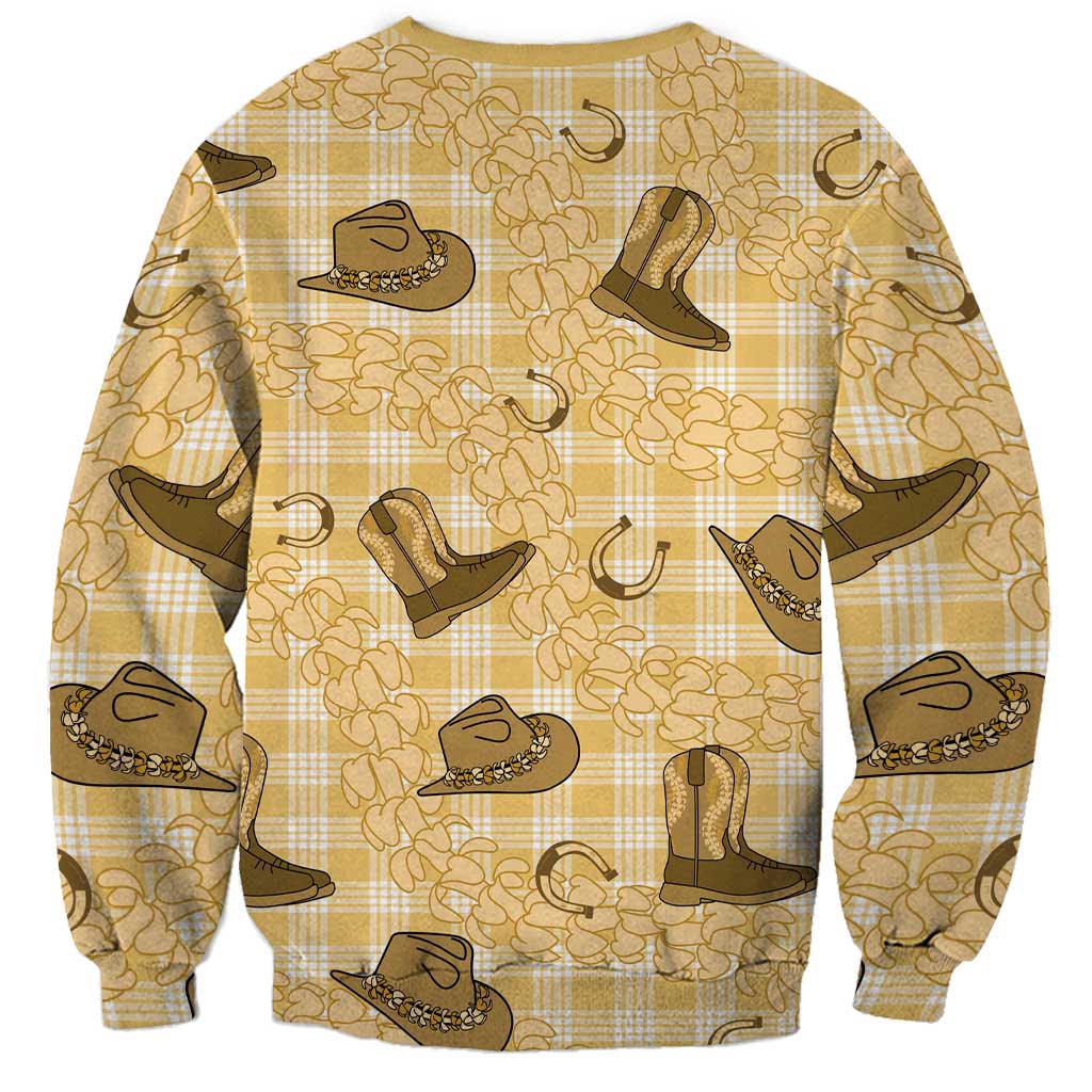 Yellow Palaka Hawaii Cowboy Sweatshirt Puakenikeni Lei Paniolo Papale Seamless Vibes LT14 - Polynesian Pride