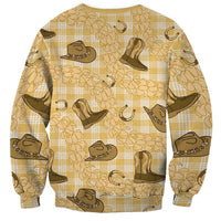 Yellow Palaka Hawaii Cowboy Sweatshirt Puakenikeni Lei Paniolo Papale Seamless Vibes LT14 - Polynesian Pride