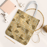 Yellow Palaka Hawaii Cowboy Tote Bag Puakenikeni Lei Paniolo Papale Seamless Vibes - Polynesian Pride