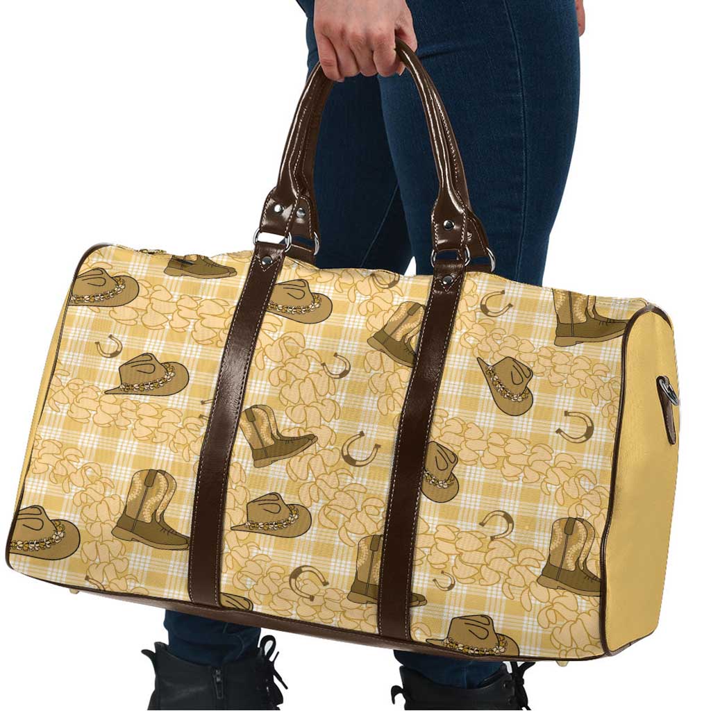 Yellow Palaka Hawaii Cowboy Travel Bag Puakenikeni Lei Paniolo Papale Seamless Vibes LT14 - Polynesian Pride