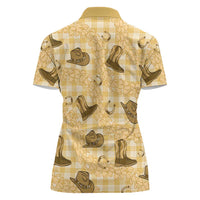 Yellow Palaka Hawaii Cowboy Women Polo Shirt Puakenikeni Lei Paniolo Papale Seamless Vibes - Polynesian Pride