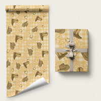 Yellow Palaka Hawaii Cowboy Wrapping Paper Puakenikeni Lei Paniolo Papale Seamless Vibes - Polynesian Pride