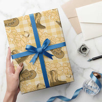 Yellow Palaka Hawaii Cowboy Wrapping Paper Puakenikeni Lei Paniolo Papale Seamless Vibes - Polynesian Pride