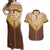 Aloha Hawaii Cowboy Custome Couples Matching Off Shoulder Maxi Dress and Hawaiian Shirt Puakenikeni Lei Palaka Tassel Style - Polynesian Pride