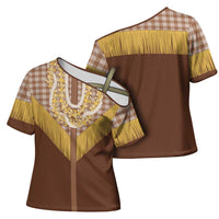 Aloha Hawaii Cowboy Custome Cross Shoulder Shirt Puakenikeni Lei Palaka Tassel Style - Polynesian Pride