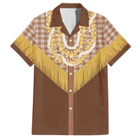 Aloha Hawaii Cowboy Custome Family Matching Off The Shoulder Long Sleeve Dress and Hawaiian Shirt Puakenikeni Lei Palaka Tassel Style - Polynesian Pride