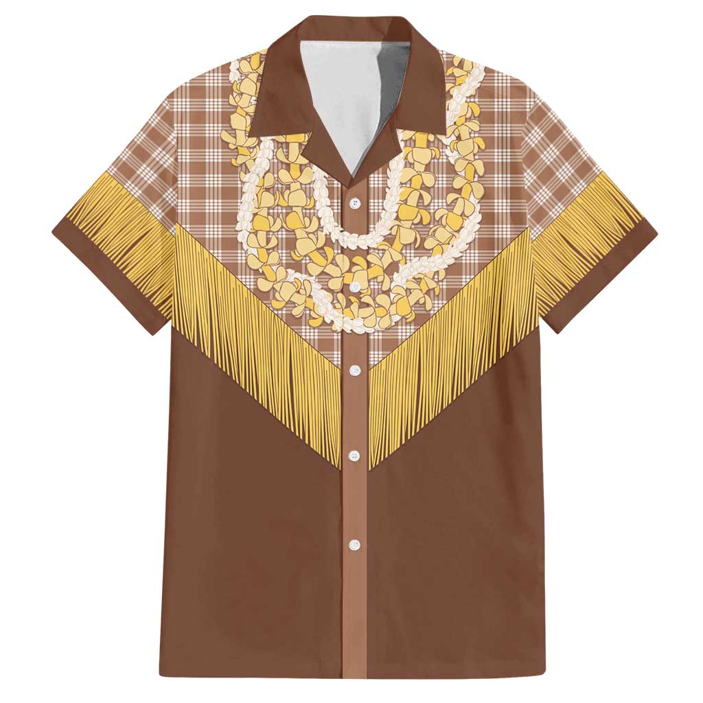 Aloha Hawaii Cowboy Custome Family Matching Puletasi and Hawaiian Shirt Puakenikeni Lei Palaka Tassel Style - Polynesian Pride