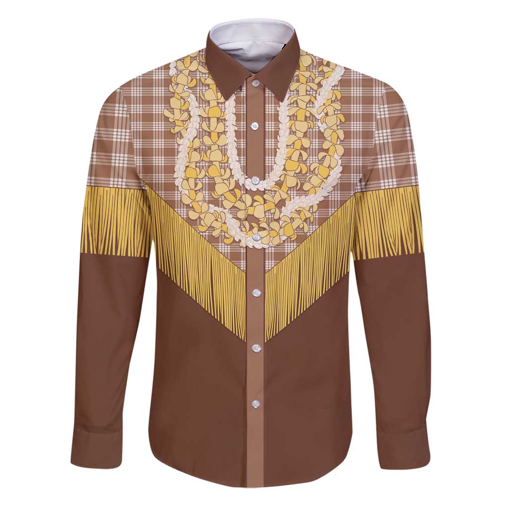 Aloha Hawaii Cowboy Custome Family Matching Puletasi and Hawaiian Shirt Puakenikeni Lei Palaka Tassel Style - Polynesian Pride