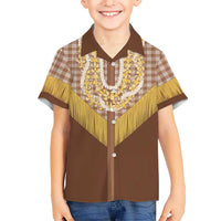 Aloha Hawaii Cowboy Custome Hawaiian Shirt Puakenikeni Lei Palaka Tassel Style - Polynesian Pride