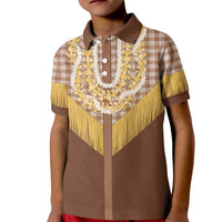 Aloha Hawaii Cowboy Custome Kid Polo Shirt Puakenikeni Lei Palaka Tassel Style - Polynesian Pride