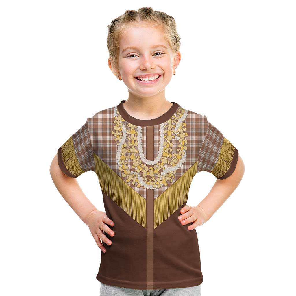 Aloha Hawaii Cowboy Custome Kid T Shirt Puakenikeni Lei Palaka Tassel Style - Polynesian Pride