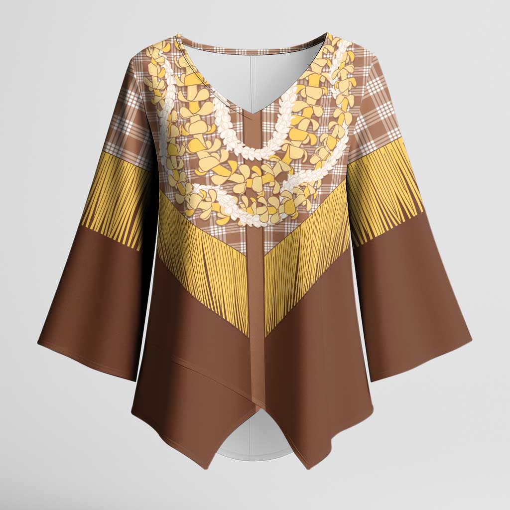 Aloha Hawaii Cowboy Custome Kimono Sleeve Blouse Puakenikeni Lei Palaka Tassel Style - Polynesian Pride