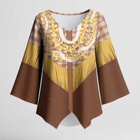 Aloha Hawaii Cowboy Custome Kimono Sleeve Blouse Puakenikeni Lei Palaka Tassel Style - Polynesian Pride