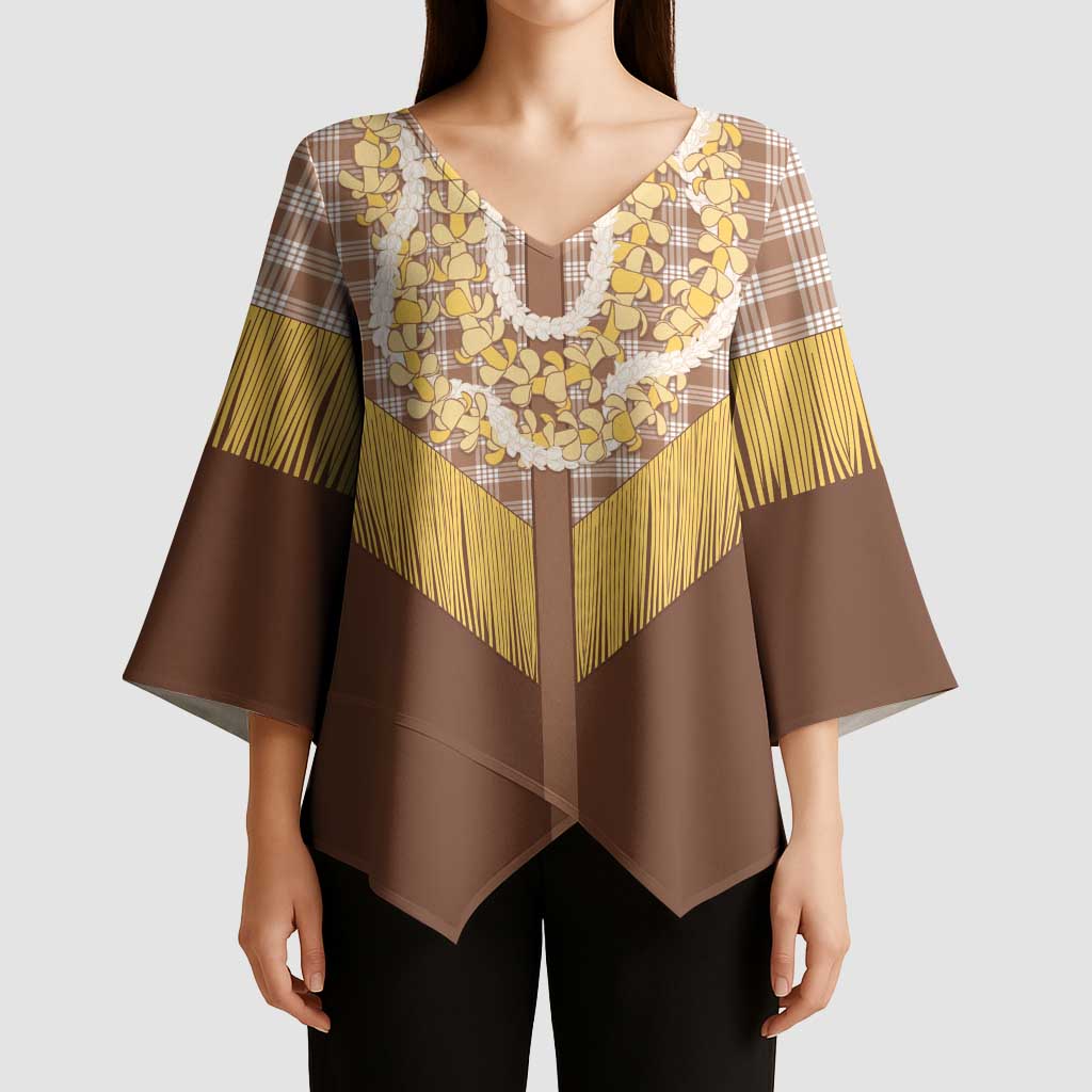 Aloha Hawaii Cowboy Custome Kimono Sleeve Blouse Puakenikeni Lei Palaka Tassel Style - Polynesian Pride