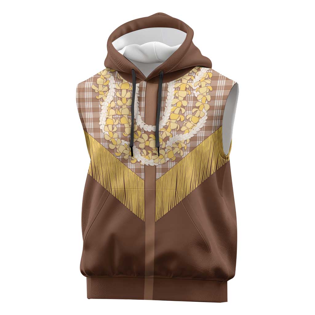 Aloha Hawaii Cowboy Custome Sleeveless Hoodie Puakenikeni Lei Palaka Tassel Style - Polynesian Pride