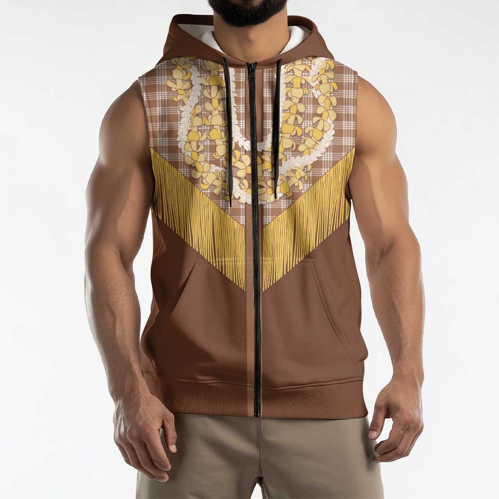 Aloha Hawaii Cowboy Custome Sleeveless Zip Hoodie Puakenikeni Lei Palaka Tassel Style LT14 - Polynesian Pride