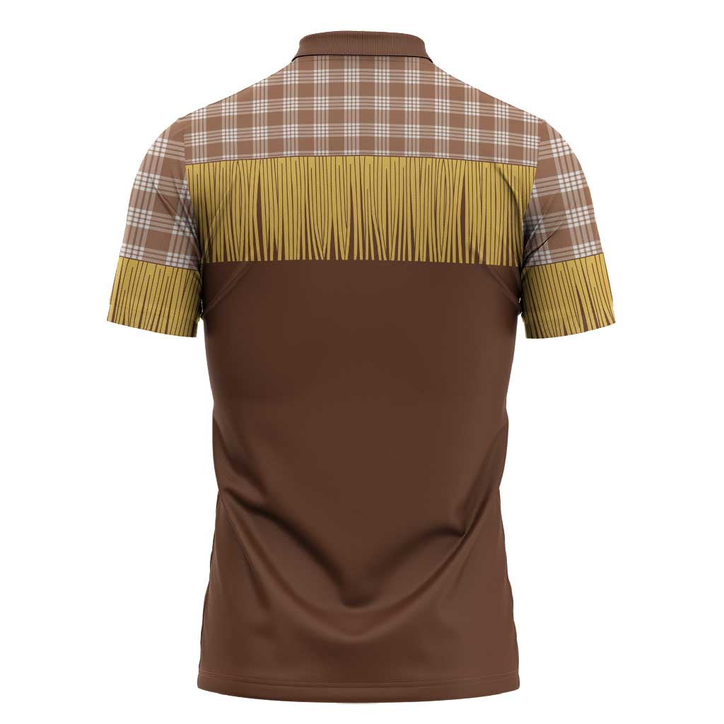 Aloha Hawaii Cowboy Custome Zipper Polo Shirt Puakenikeni Lei Palaka Tassel Style - Polynesian Pride