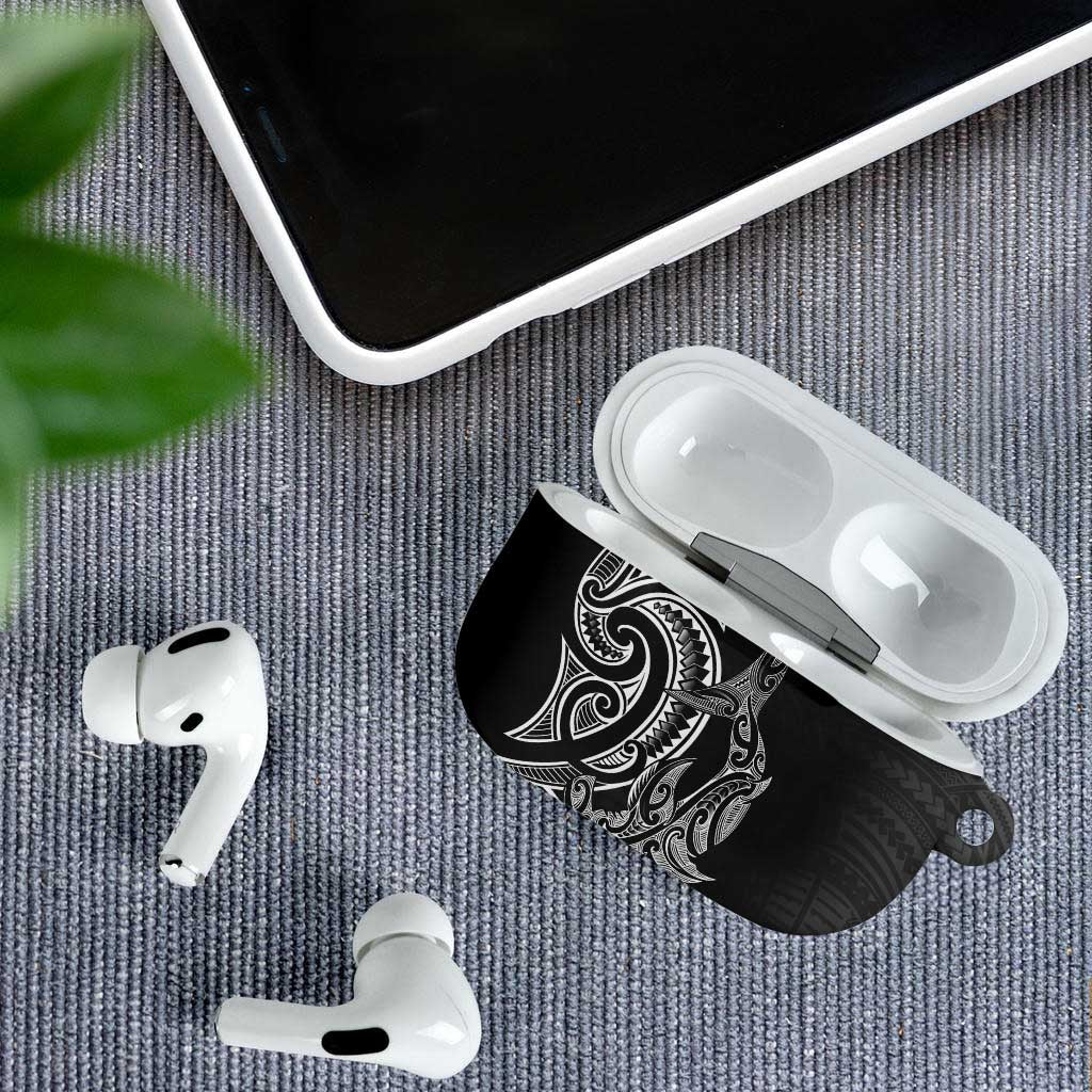 New Zealand Hammerhead Shark AirPods Case Maori Haehae Mangopare Black - Polynesian Pride