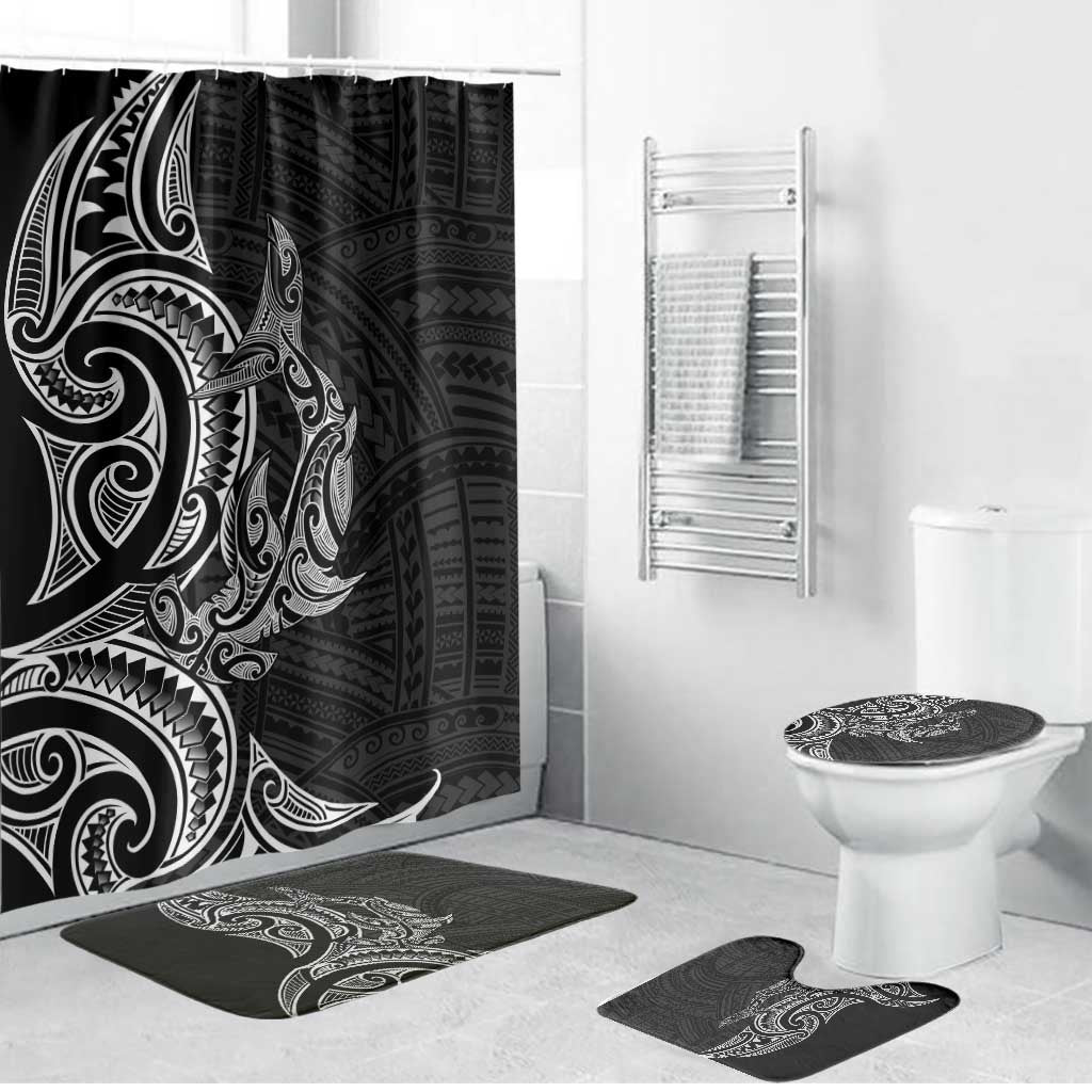 New Zealand Hammerhead Shark Bathroom Set Maori Haehae Mangopare Black - Polynesian Pride