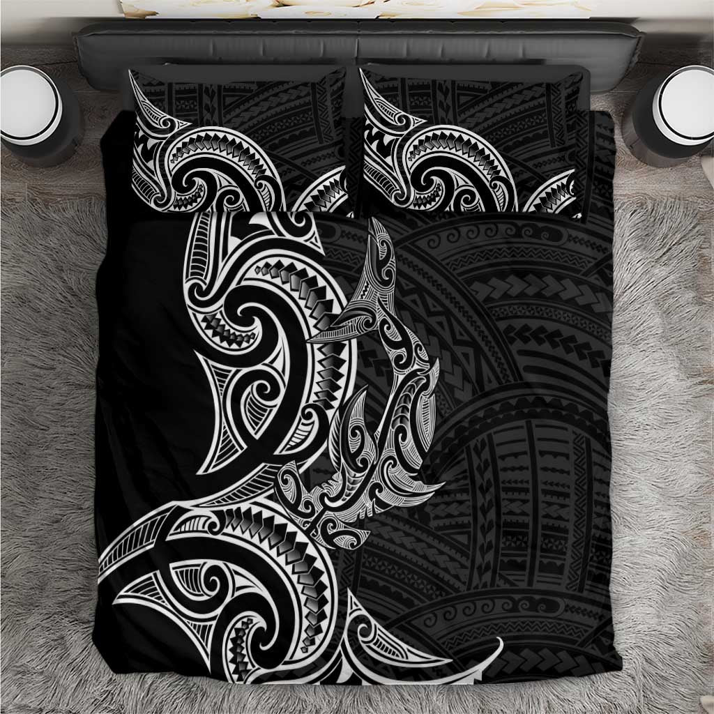 New Zealand Hammerhead Shark Bedding Set Maori Haehae Mangopare Black - Polynesian Pride