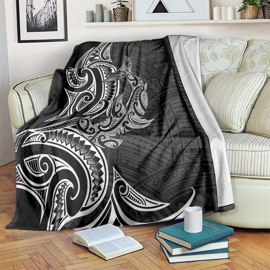 New Zealand Hammerhead Shark Blanket Maori Haehae Mangopare Black LT14 Black - Polynesian Pride