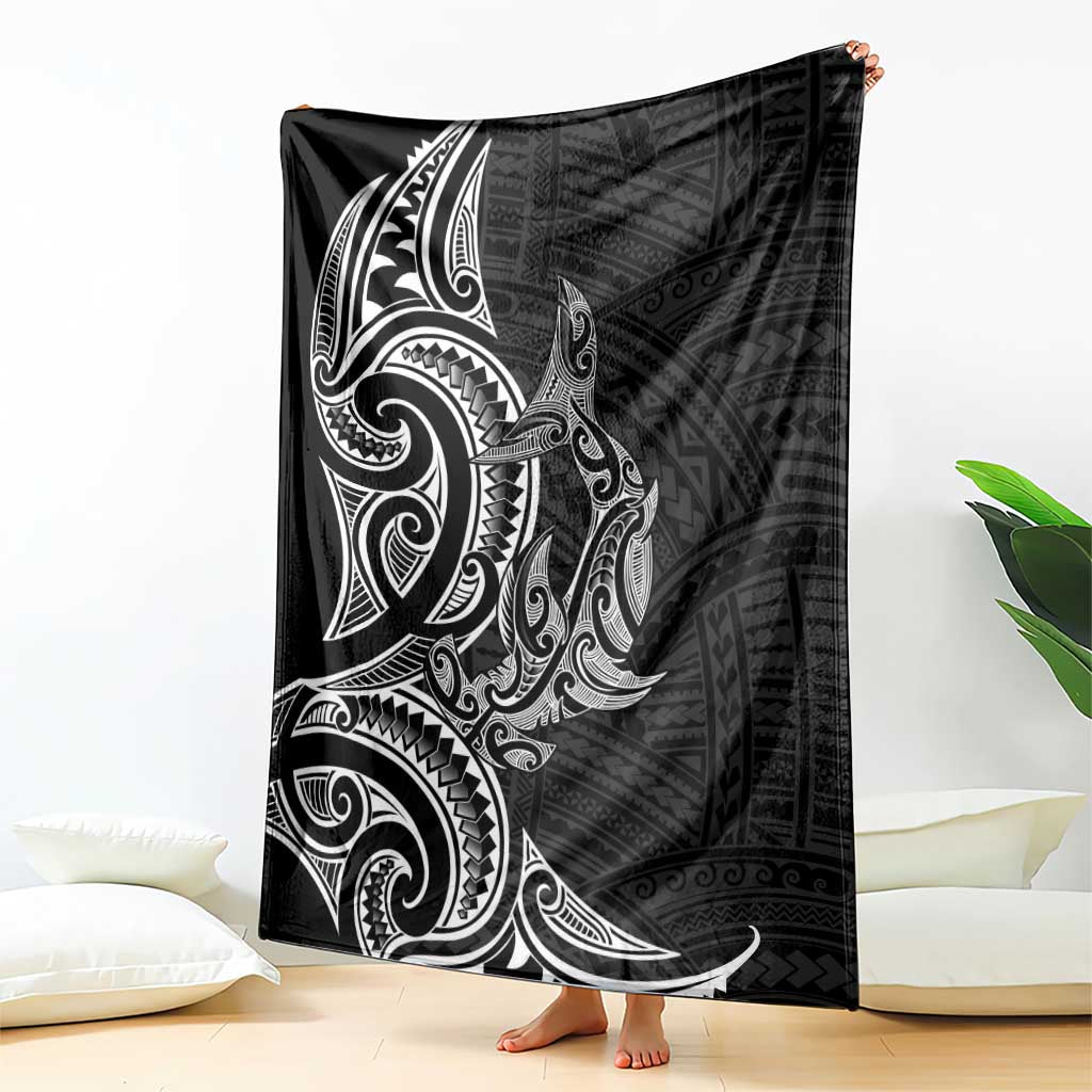 New Zealand Hammerhead Shark Blanket Maori Haehae Mangopare Black LT14 - Polynesian Pride