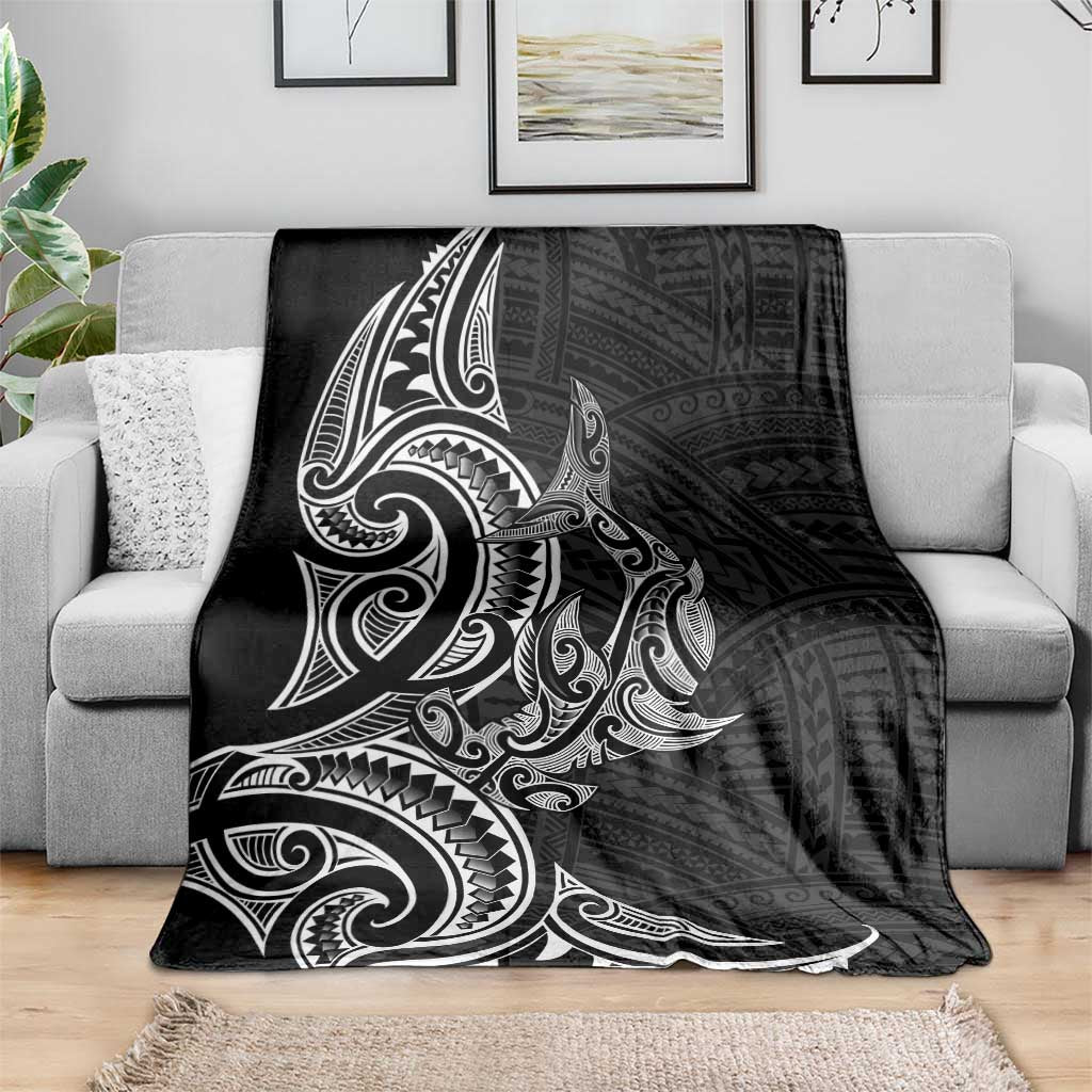 New Zealand Hammerhead Shark Blanket Maori Haehae Mangopare Black LT14 - Polynesian Pride