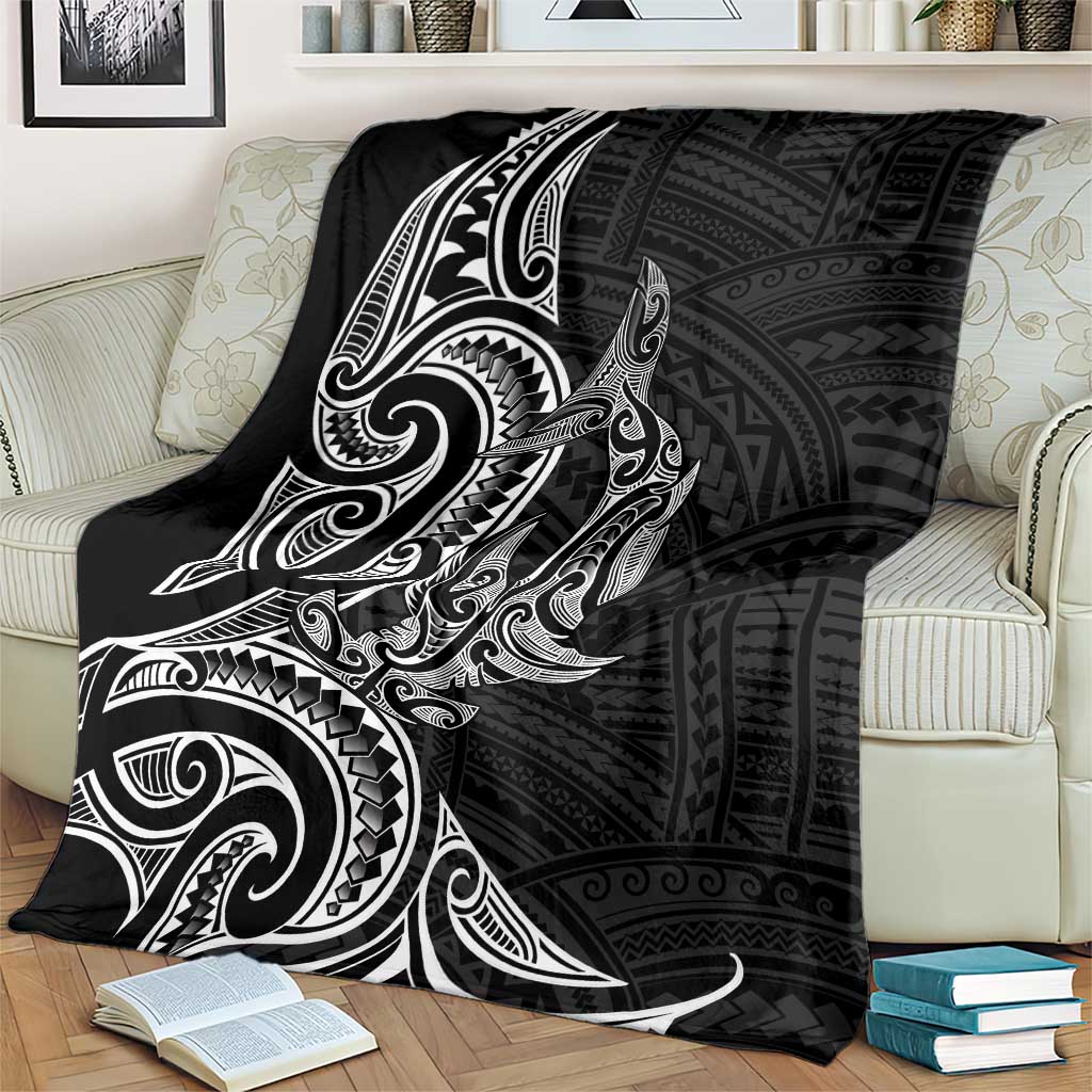 New Zealand Hammerhead Shark Blanket Maori Haehae Mangopare Black LT14 - Polynesian Pride