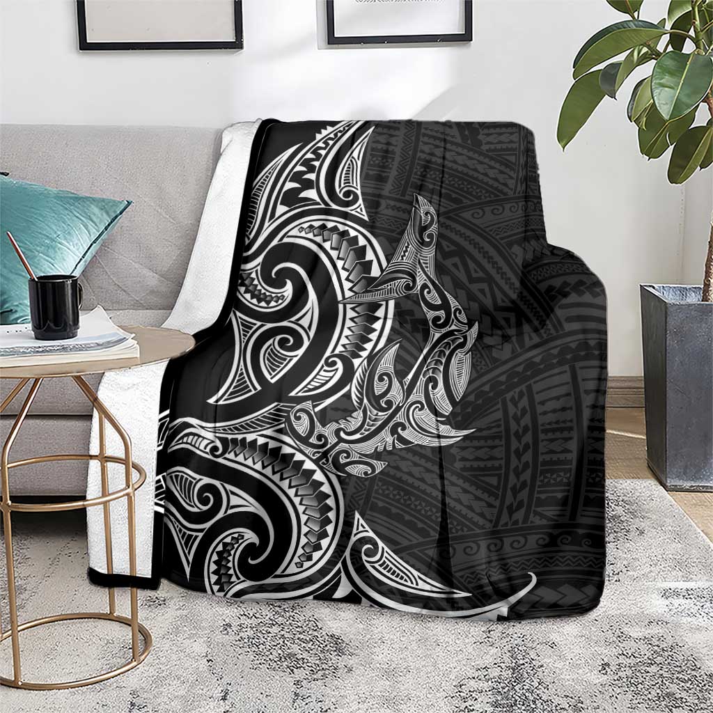 New Zealand Hammerhead Shark Blanket Maori Haehae Mangopare Black LT14 - Polynesian Pride