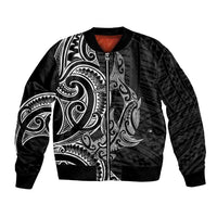 New Zealand Hammerhead Shark Bomber Jacket Maori Haehae Mangopare Black LT14 Unisex Black - Polynesian Pride