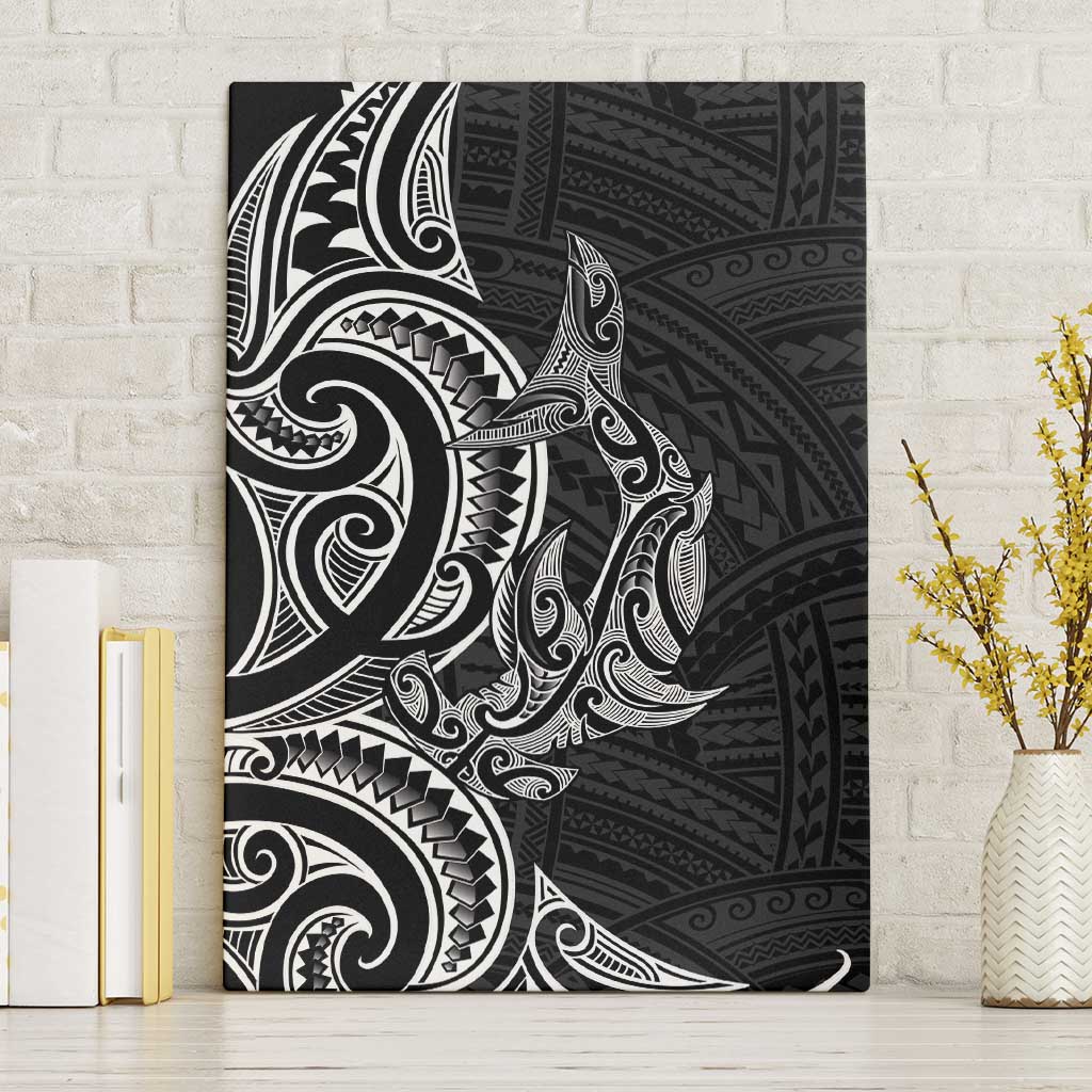 New Zealand Hammerhead Shark Canvas Wall Art Maori Haehae Mangopare Black - Polynesian Pride