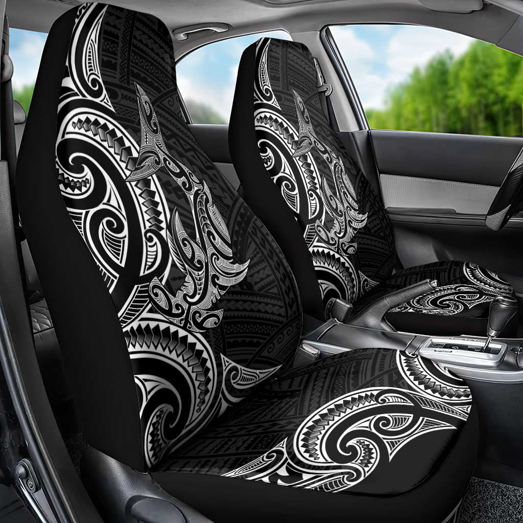 New Zealand Hammerhead Shark Car Seat Cover Maori Haehae Mangopare Black - Polynesian Pride