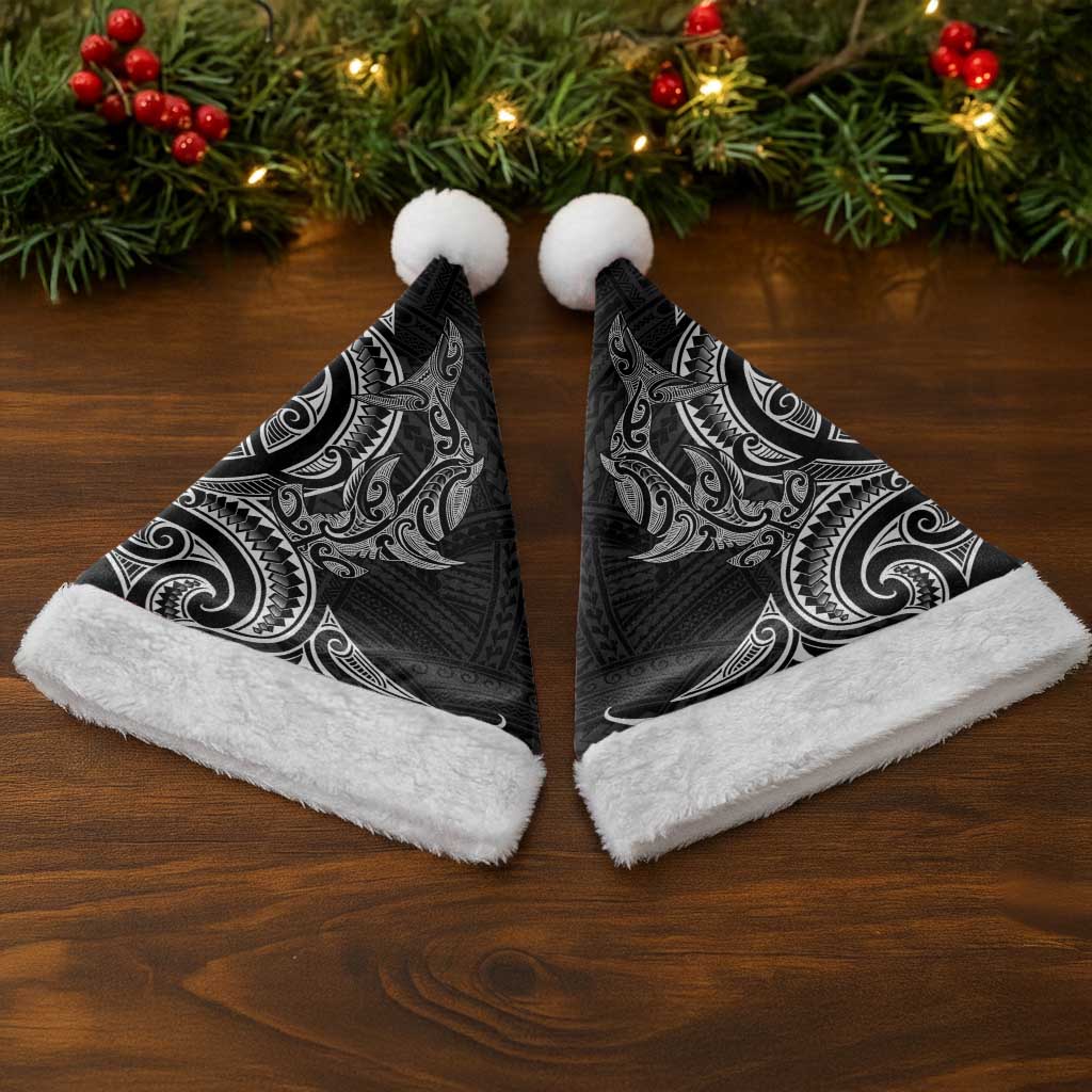 New Zealand Hammerhead Shark Christmas Santa Hat Maori Haehae Mangopare Black - Polynesian Pride