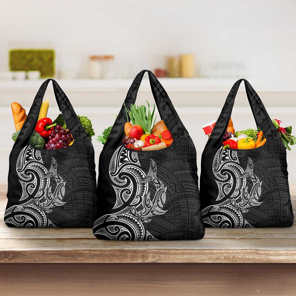 New Zealand Hammerhead Shark Grocery Bag Maori Haehae Mangopare Black - Polynesian Pride