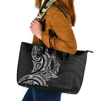 New Zealand Hammerhead Shark Leather Tote Bag Maori Haehae Mangopare Black - Polynesian Pride