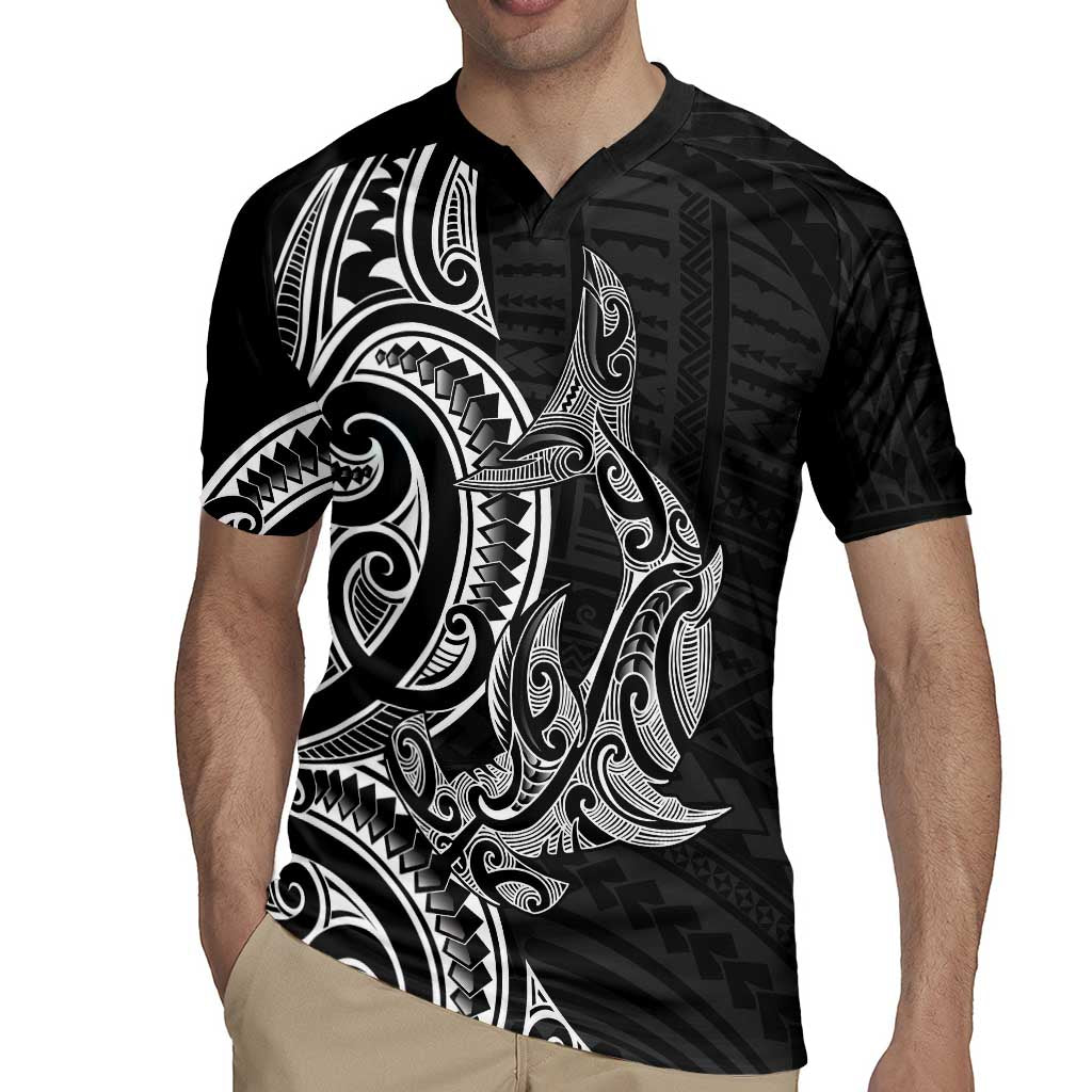 New Zealand Hammerhead Shark Rugby Jersey Maori Haehae Mangopare Black - Polynesian Pride