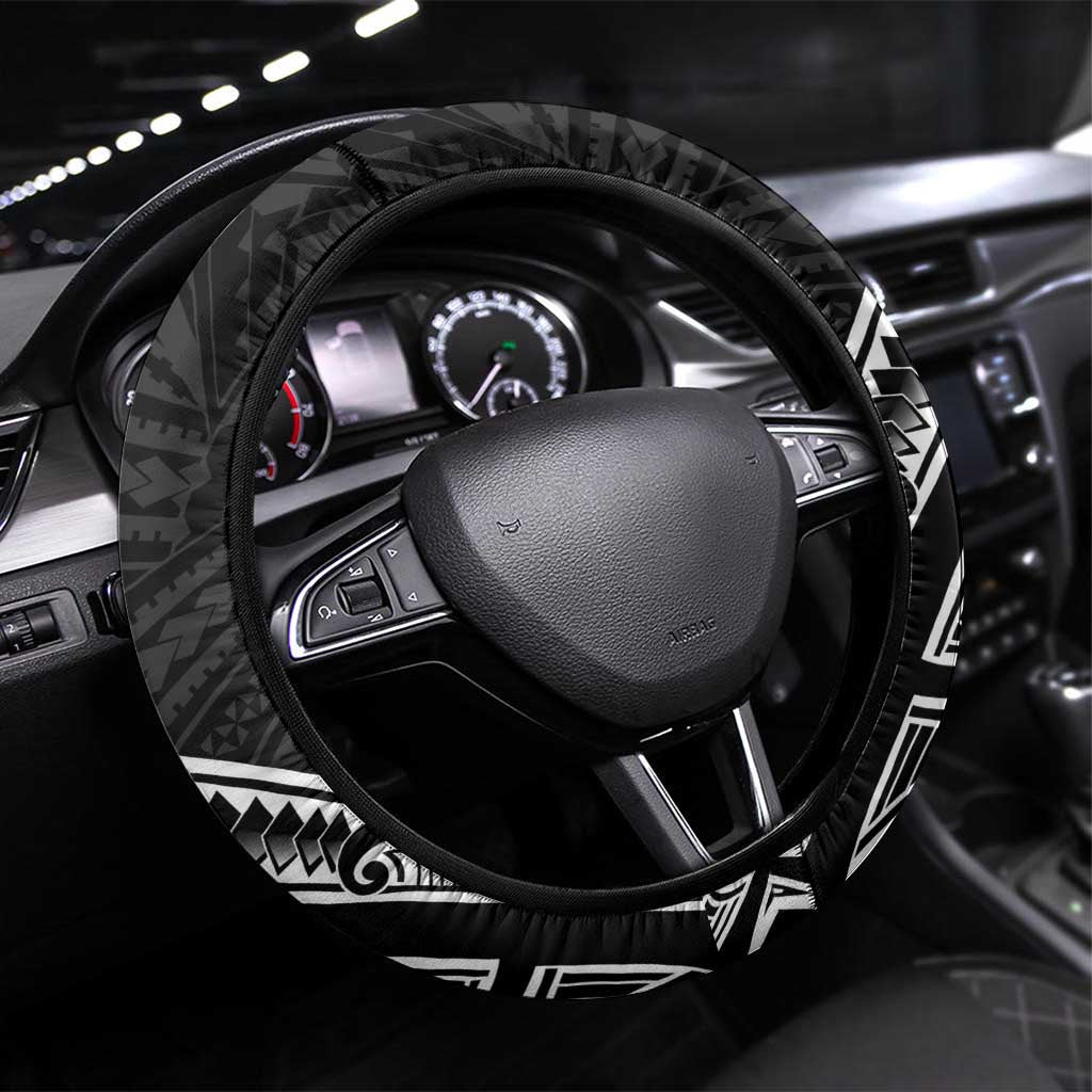 New Zealand Hammerhead Shark Steering Wheel Cover Maori Haehae Mangopare Black - Polynesian Pride