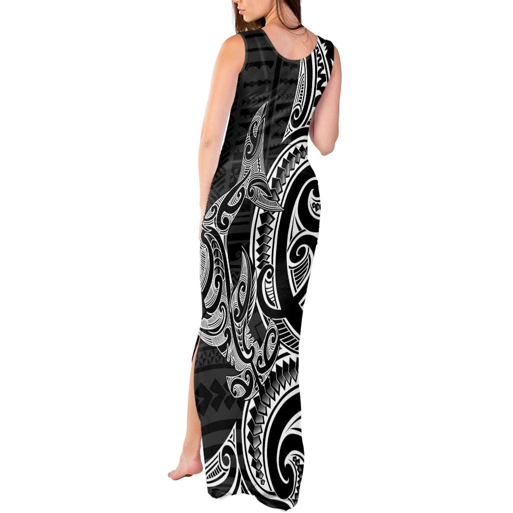 New Zealand Hammerhead Shark Tank Maxi Dress Maori Haehae Mangopare Black LT14 - Polynesian Pride
