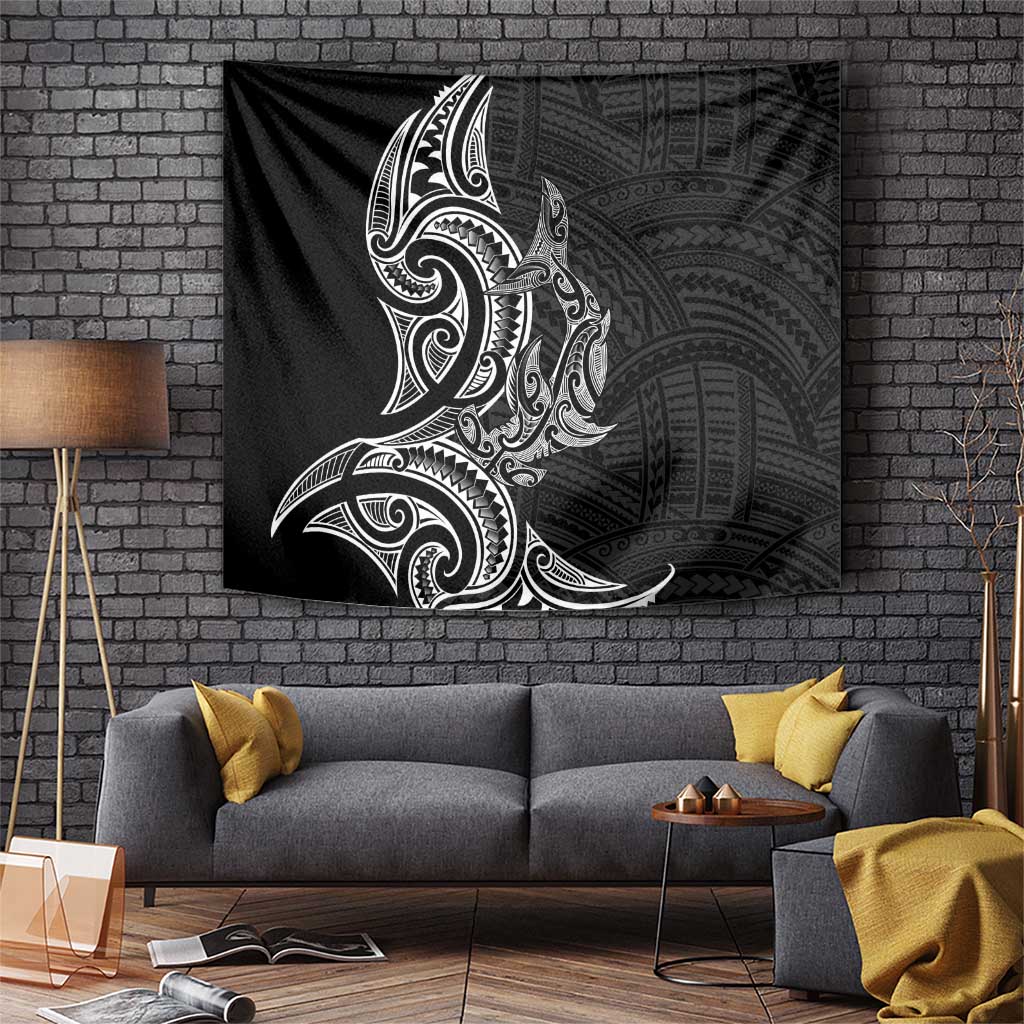 New Zealand Hammerhead Shark Tapestry Maori Haehae Mangopare Black LT14 Black - Polynesian Pride