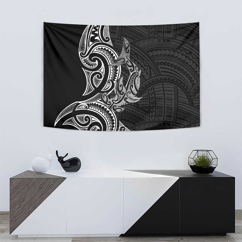 New Zealand Hammerhead Shark Tapestry Maori Haehae Mangopare Black LT14 - Polynesian Pride