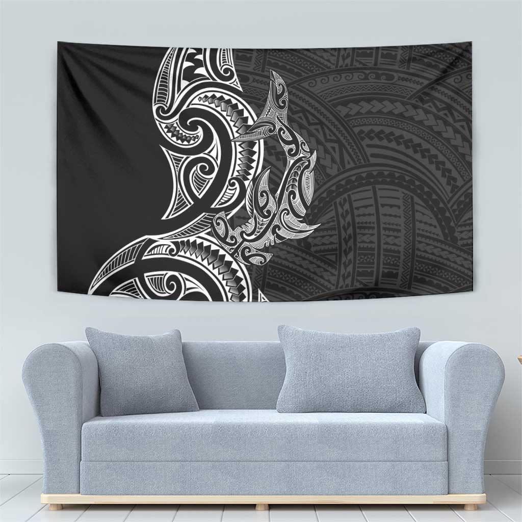 New Zealand Hammerhead Shark Tapestry Maori Haehae Mangopare Black LT14 - Polynesian Pride