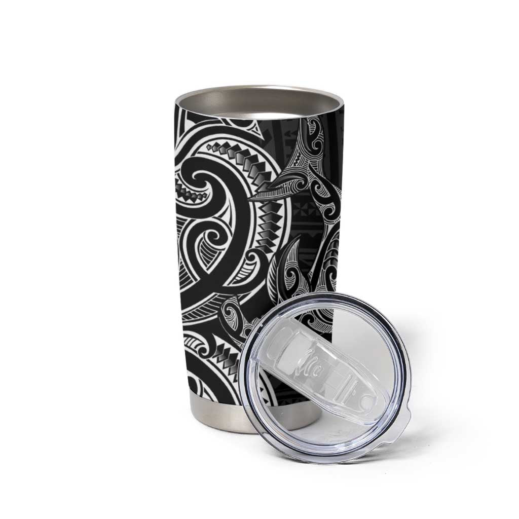 New Zealand Hammerhead Shark Tumbler Cup Maori Haehae Mangopare Black - Polynesian Pride