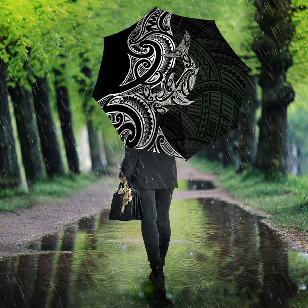 New Zealand Hammerhead Shark Umbrella Maori Haehae Mangopare Black - Polynesian Pride