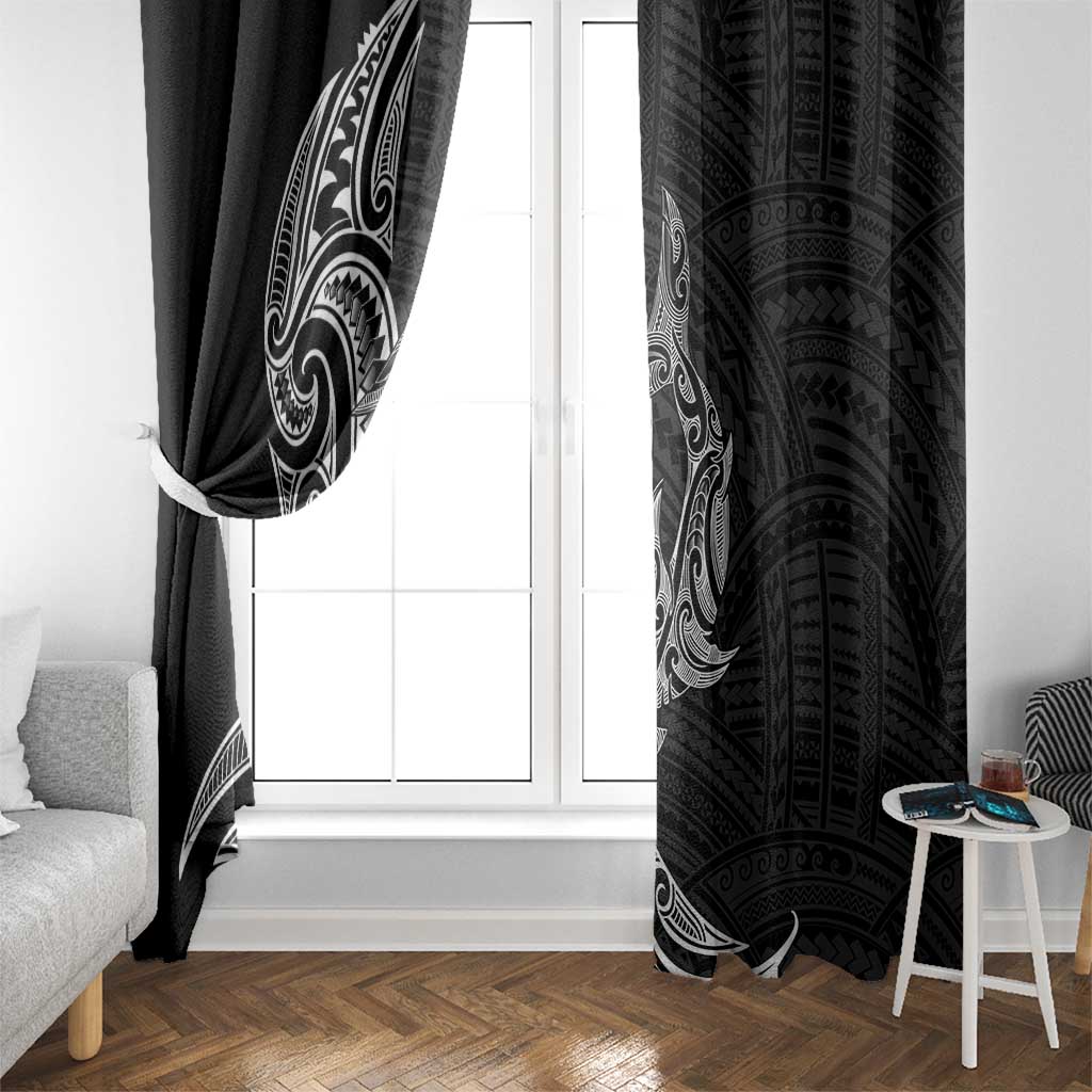 New Zealand Hammerhead Shark Window Curtain Maori Haehae Mangopare Black - Polynesian Pride