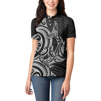 New Zealand Hammerhead Shark Women Polo Shirt Maori Haehae Mangopare Black - Polynesian Pride