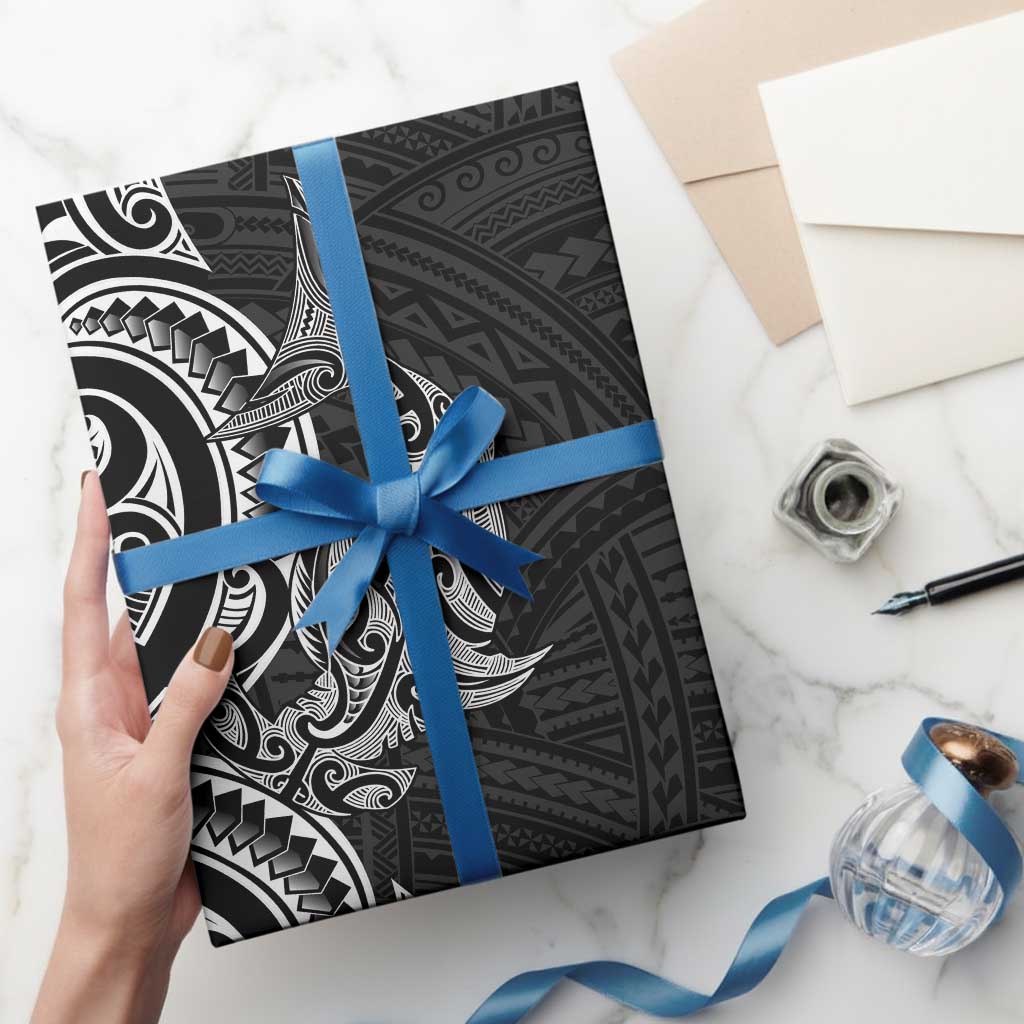 New Zealand Hammerhead Shark Wrapping Paper Maori Haehae Mangopare Black - Polynesian Pride
